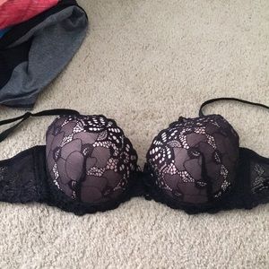 Black and nude lace push up bra